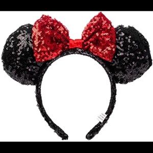 Sequin Black and Red Minnie Mouse Ears
